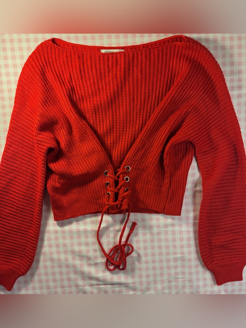 Red Knit Corset Sweater